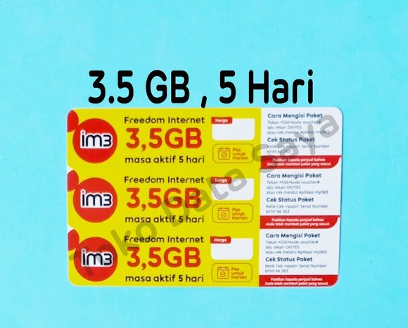 Voucher Kuota Data Indosat Freedom 3.5GB, 5 Hari