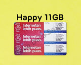 Voucher Kuota Data 3 / Three / Tri Happy 11GB  Jatim-Jateng NEW total (12GB)