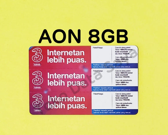 Voucher Kuota Data 3 / Three / Tri AON 8 (12GB)