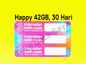 Voucher Kuota Data 3 / Three / Tri PM4 / Happy 42GB (NEW FULL KUOTA), JATIM