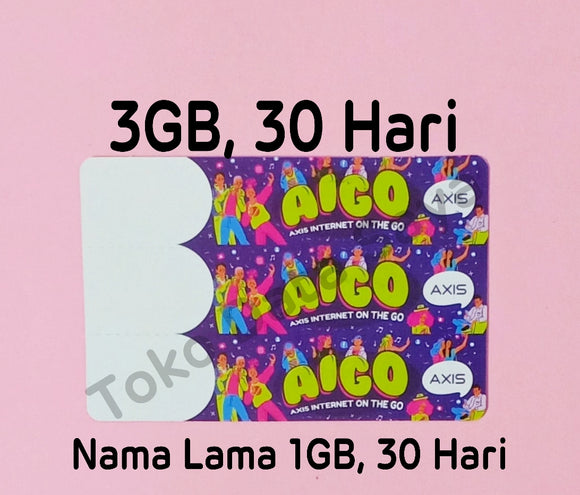 Voucher Kuota Data Axis Aigo 3GB, 30 Hari