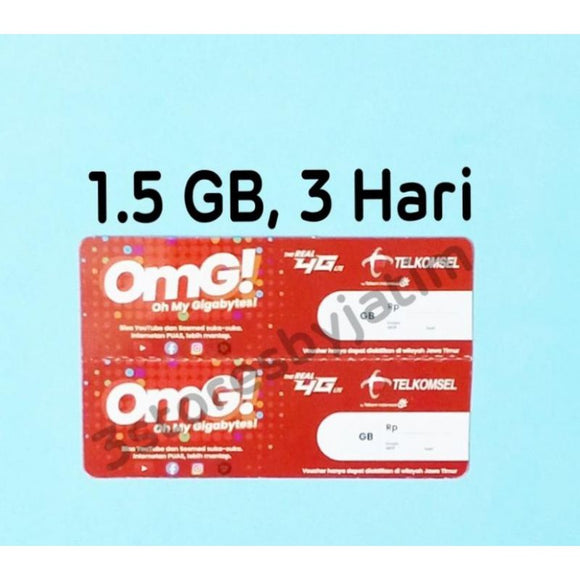 Voucher Kuota Data Telkomsel 1.5GB, 3 Hari JATIM