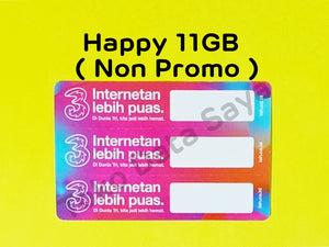 Voucher Kuota Data 3 / Three / Tri Happy 11GB